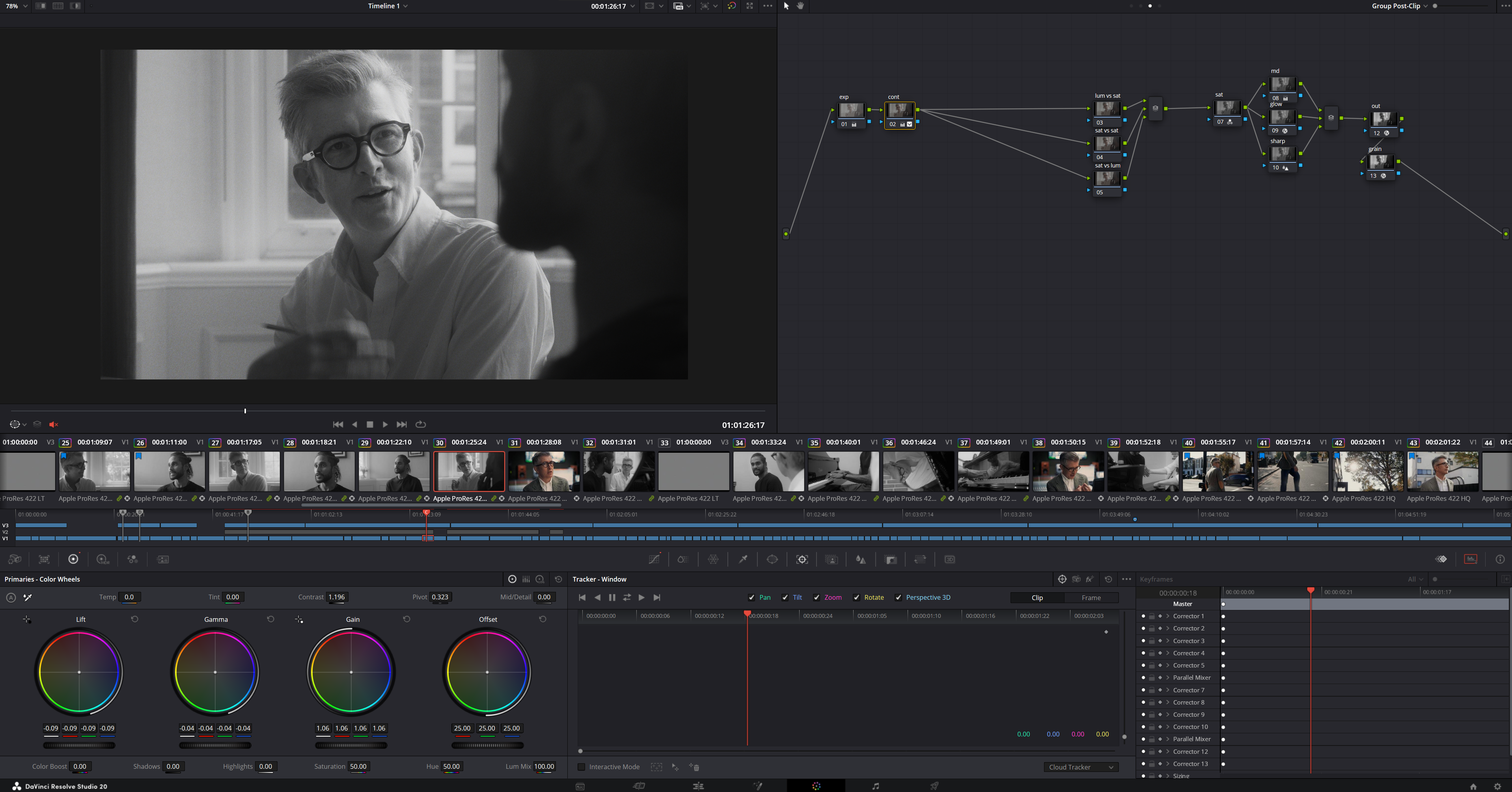 DaVinci Resolve view for this grade